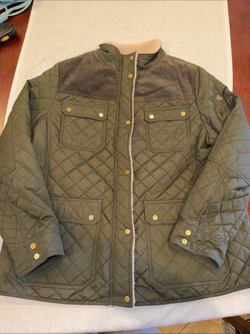 T0207104 Ralph Lauren hunter green quilted jacket SZ 1X
